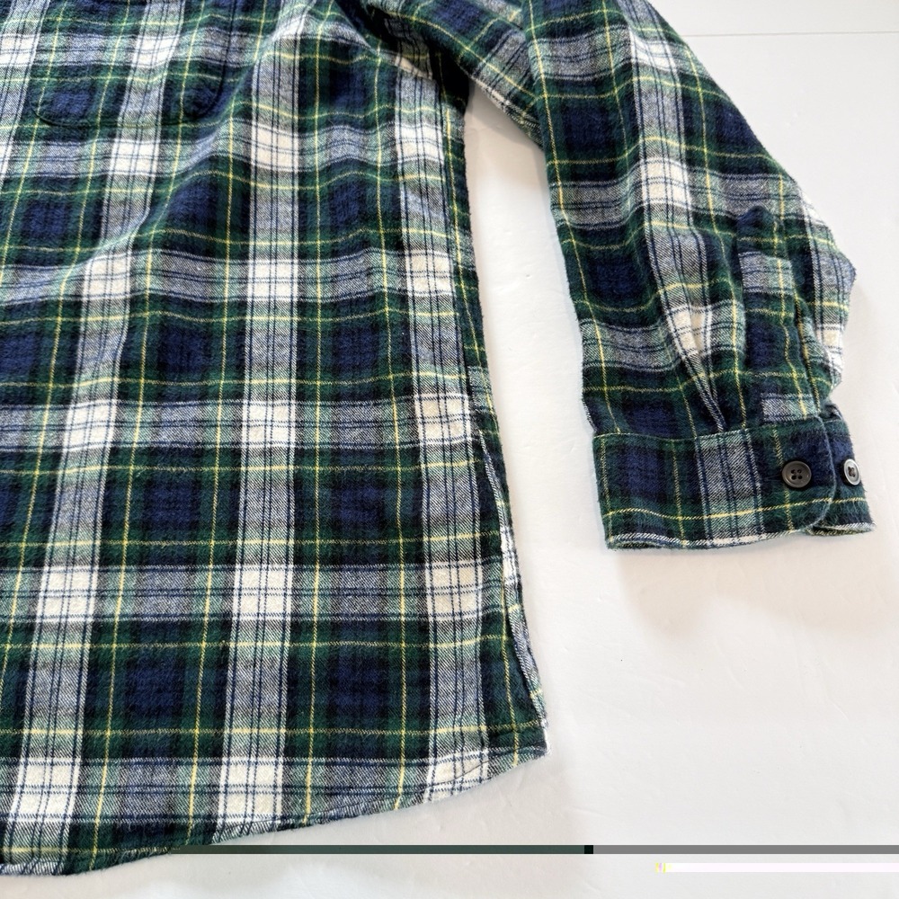 LL Bean Scotch Plaid Cotton Flannel Button Shirt Relaxed Fit 3X Green White - Picture 5 of 11